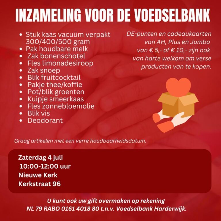 Inzameling voor de voedselbank bij de Nieuwe Kerk